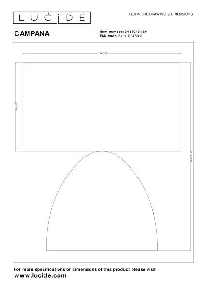 Lucide CAMPANA - Tafellamp - 1xE27 - Transparant - technisch